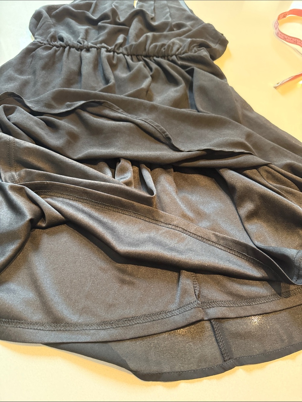 Ya Los Angeles Black Halter Mini Chiffon Dress, Elastic Waist, Size L - Picture 10 of 11